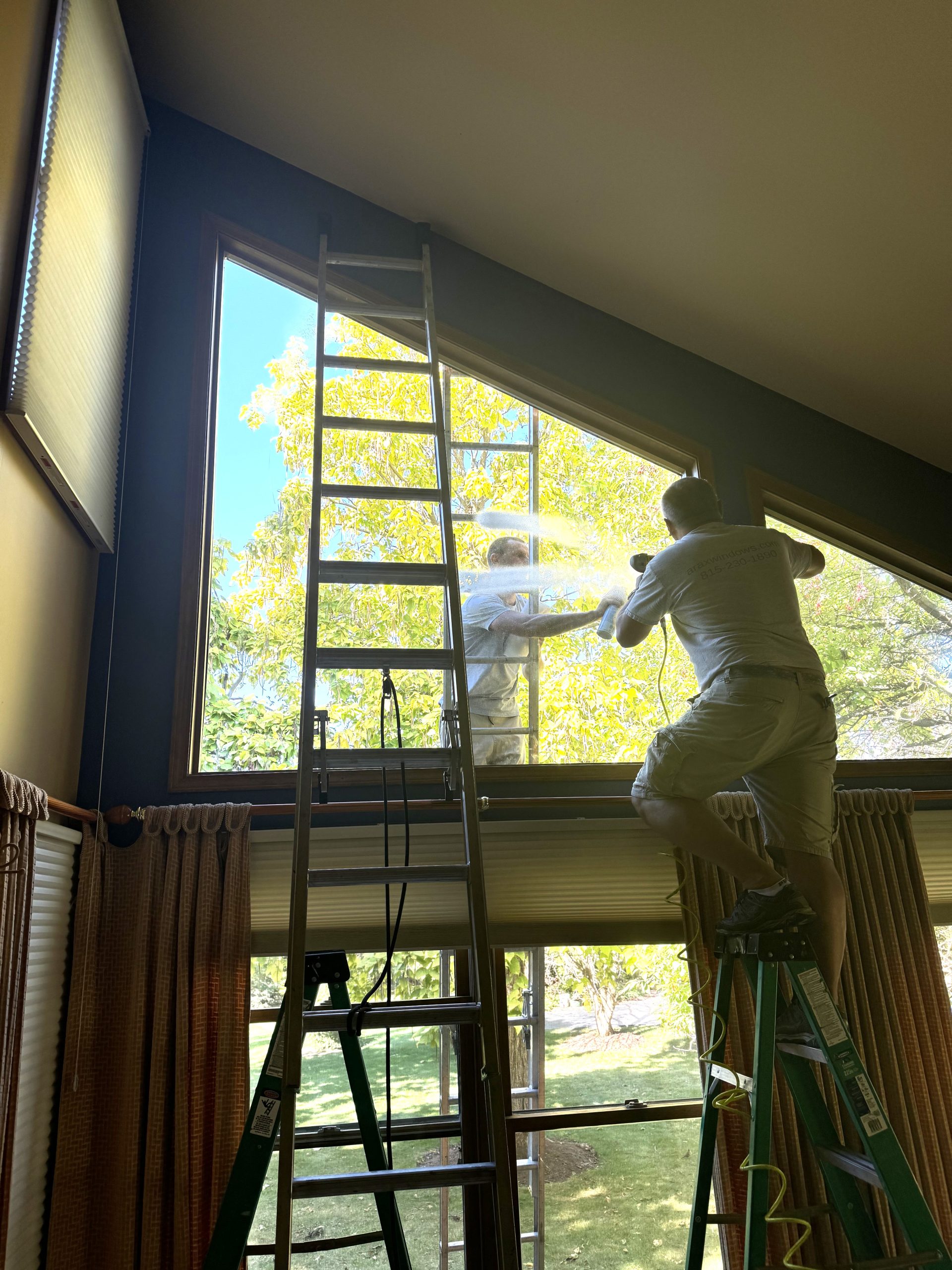 rofessional window repair technician fixing glass in bolingbrook illinois home