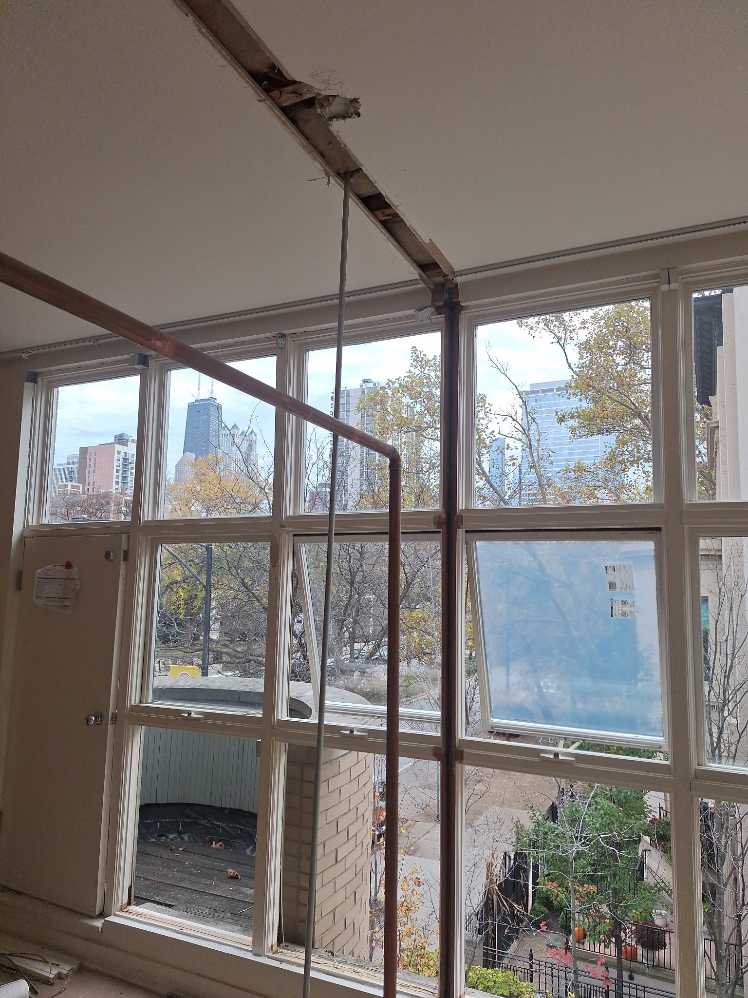 Wood window frame repair in progress at a home in Barrington, IL