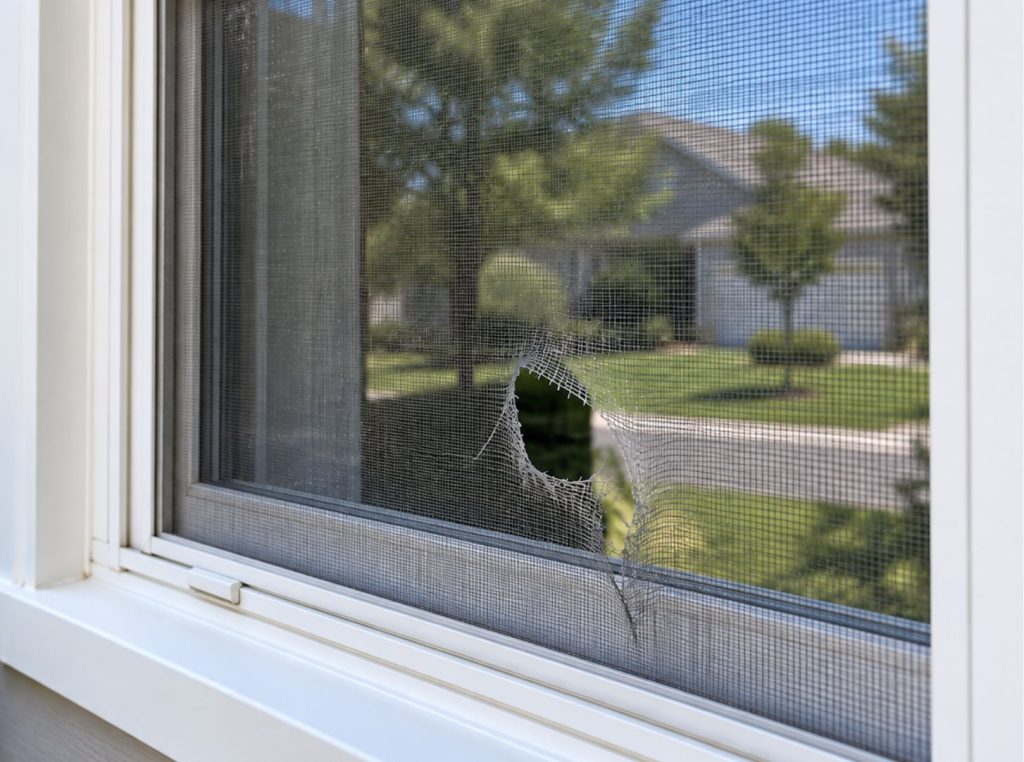 Torn window screen repair